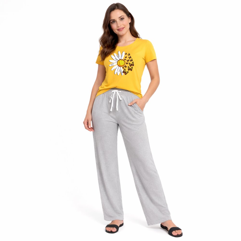 Women's Sunflower Print Night Suit β T-Shirt & Trouser Set