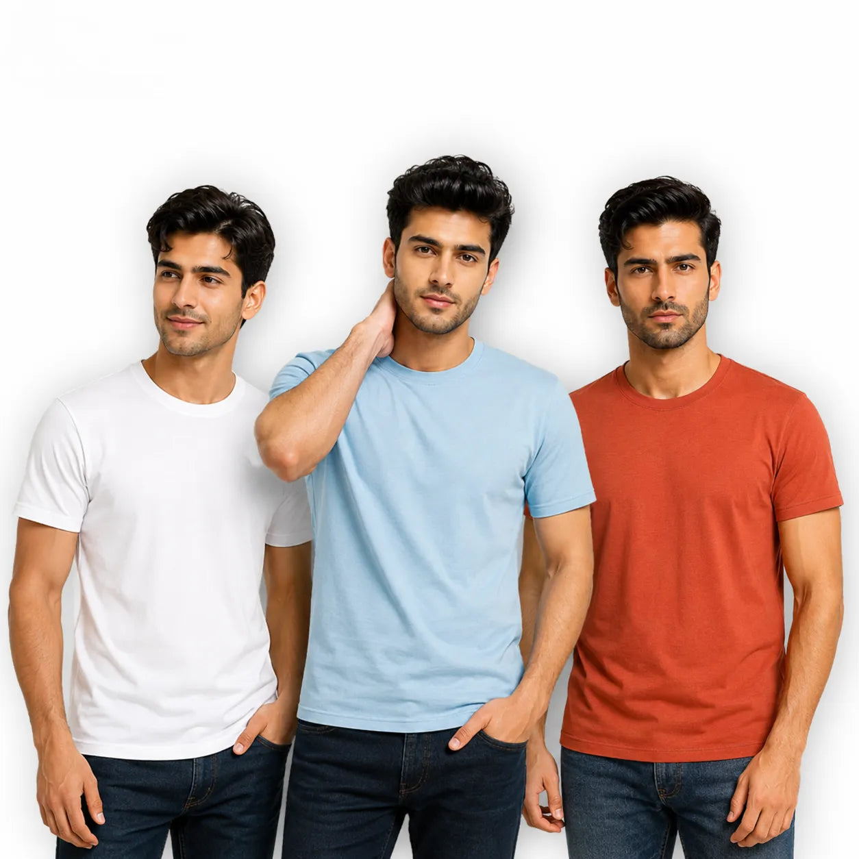 Buy Pack Of 3 Plain Cotton Half Sleeves T Shirts For Men Online Pakistan COD - MK Garments