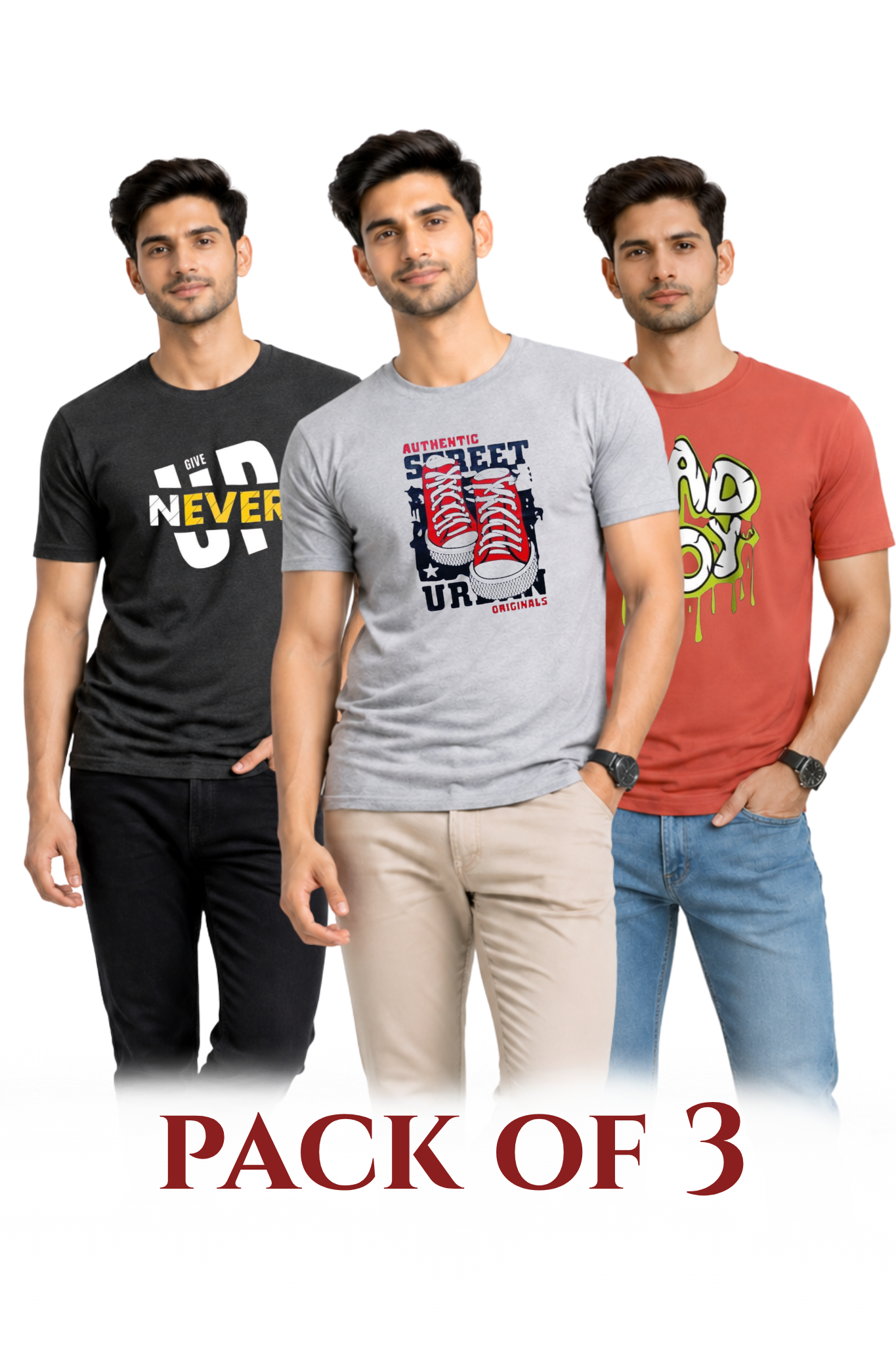 Pack Of 3 Printed TShirt