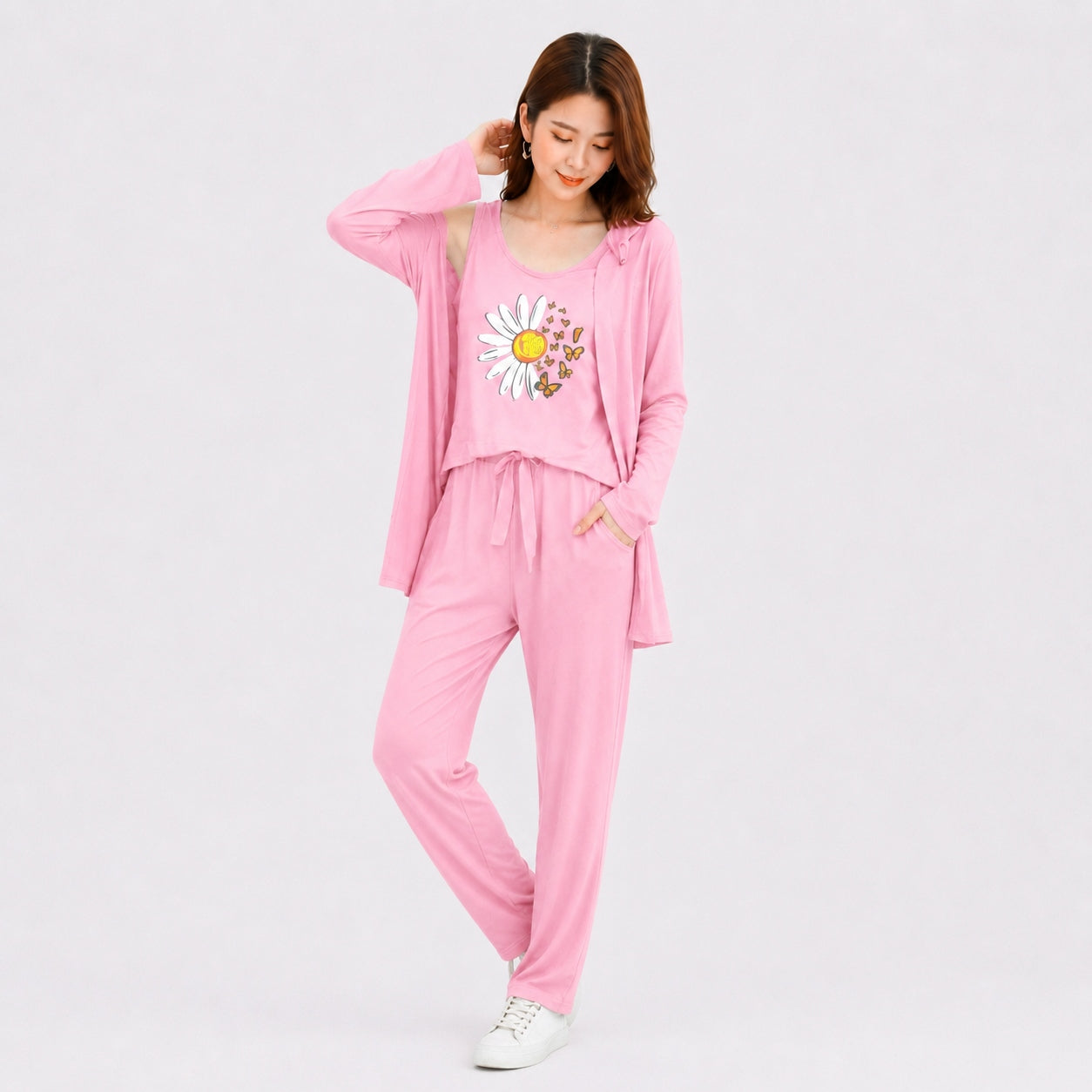 Buy Women Sunflower Printed 3 Piece Cotton Pajama Night Suit Online Pakistan COD - MK Garments