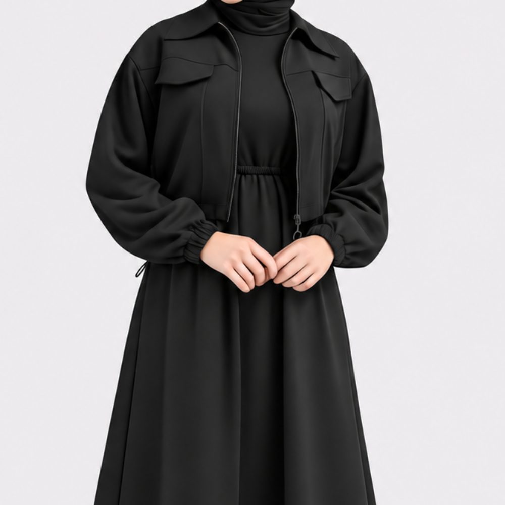 Urban Fleece Zip Jacket & Flared Maxi Dress Set  Women's 2-Piece