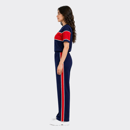 Buy Women Panel Tee Straight Trouser Tracksuit Set Online Pakistan COD - MK Garments