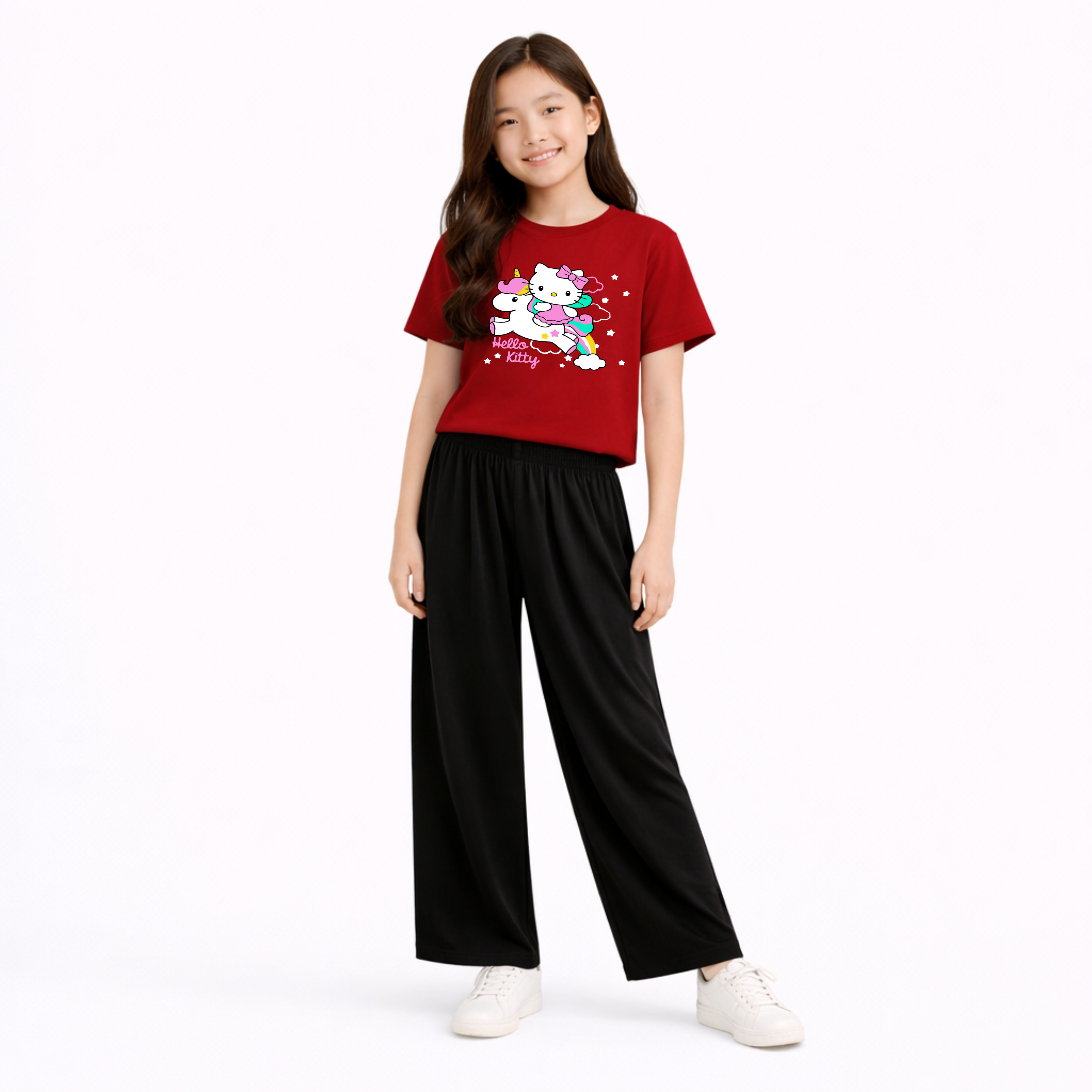 Kids Summer Hello kitty Printed 2 Pcs Set Soft Jersey Fabric