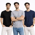 Pack Of 3 Plain Colors Half Sleeves T Shirts For Mens