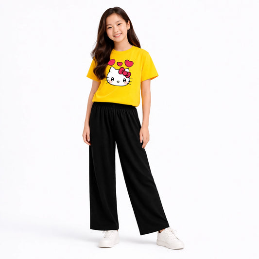 Buy Kids Summer Kitty Printed 2 Piece Jersey Set Online Pakistan COD - MK Garments