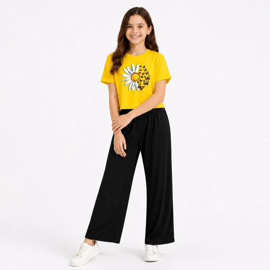 Buy Kids Summer Sunflower Printed 2 Piece Jersey Set Online Pakistan COD - MK Garments