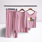 3 Cute Bears Printed 3 Piece Home Wear Night Suite
