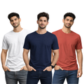 Pack Of 3 Plain Colors Half Sleeves T Shirts For Mens