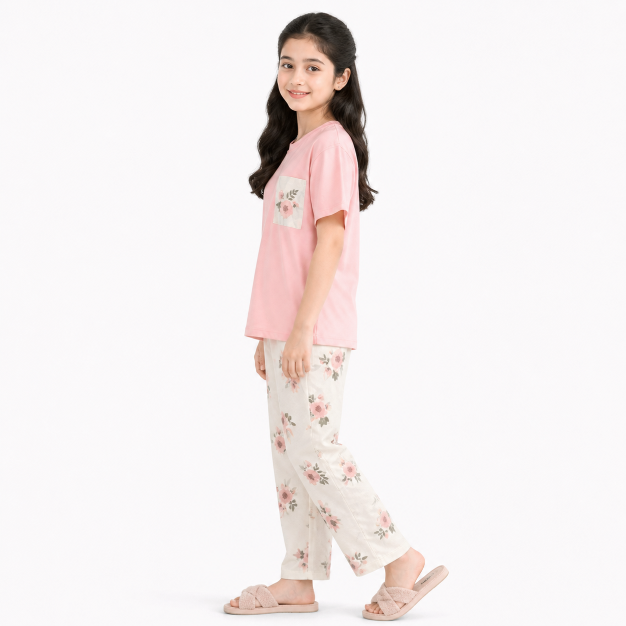 Floral Printed 2 Piece Pj Set For Kids