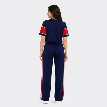 Buy Women Panel Tee Straight Trouser Tracksuit Set Online Pakistan COD - MK Garments