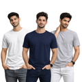 Pack Of 3 Plain Colors Half Sleeves T Shirts For Mens