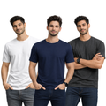 Pack Of 3 Plain Colors Half Sleeves T Shirts For Mens