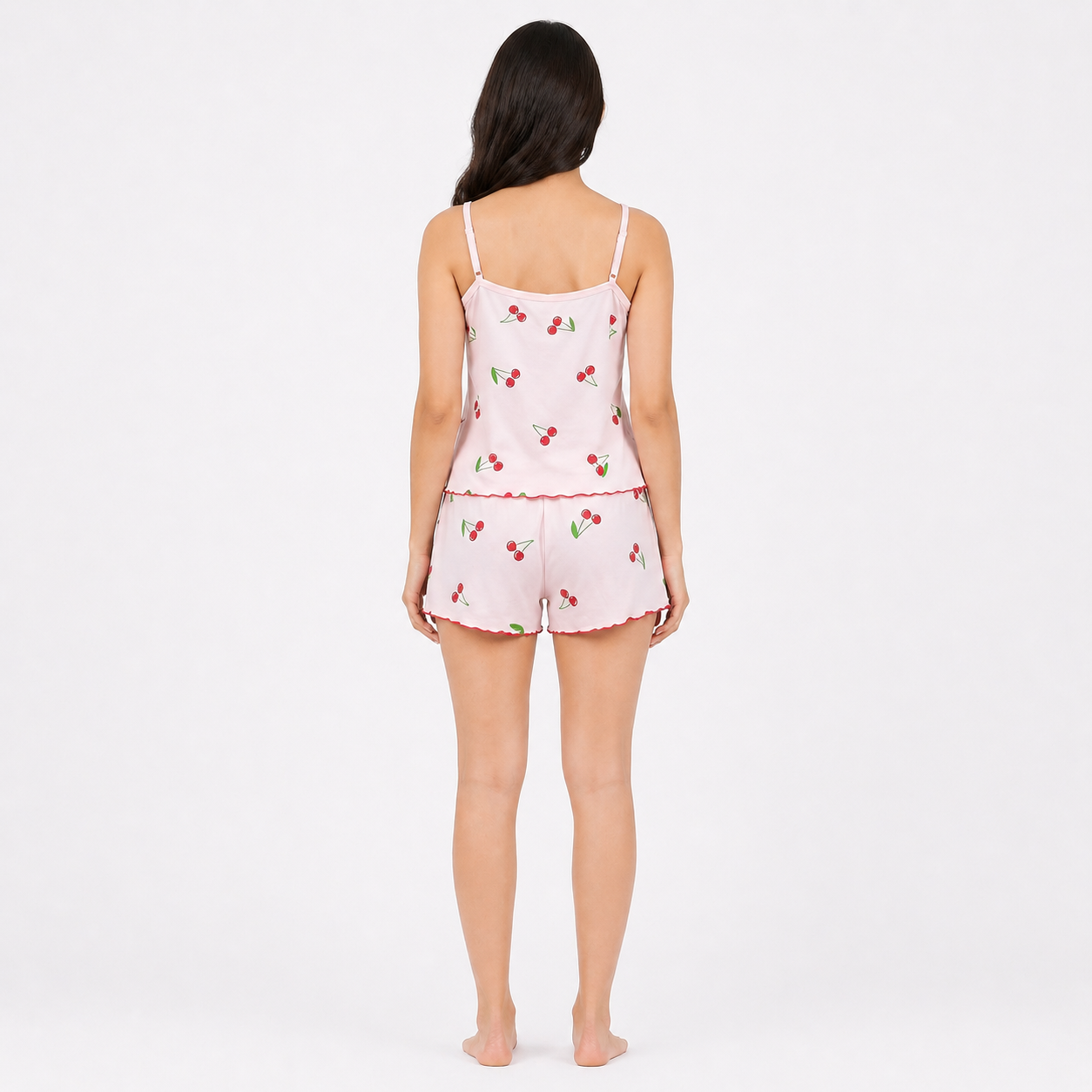 Cherry Print Cami & Shorts 2 Piece Nightwear Set for Women