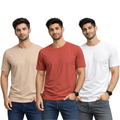 Pack Of 3 Plain Colors Half Sleeves T Shirts For Mens