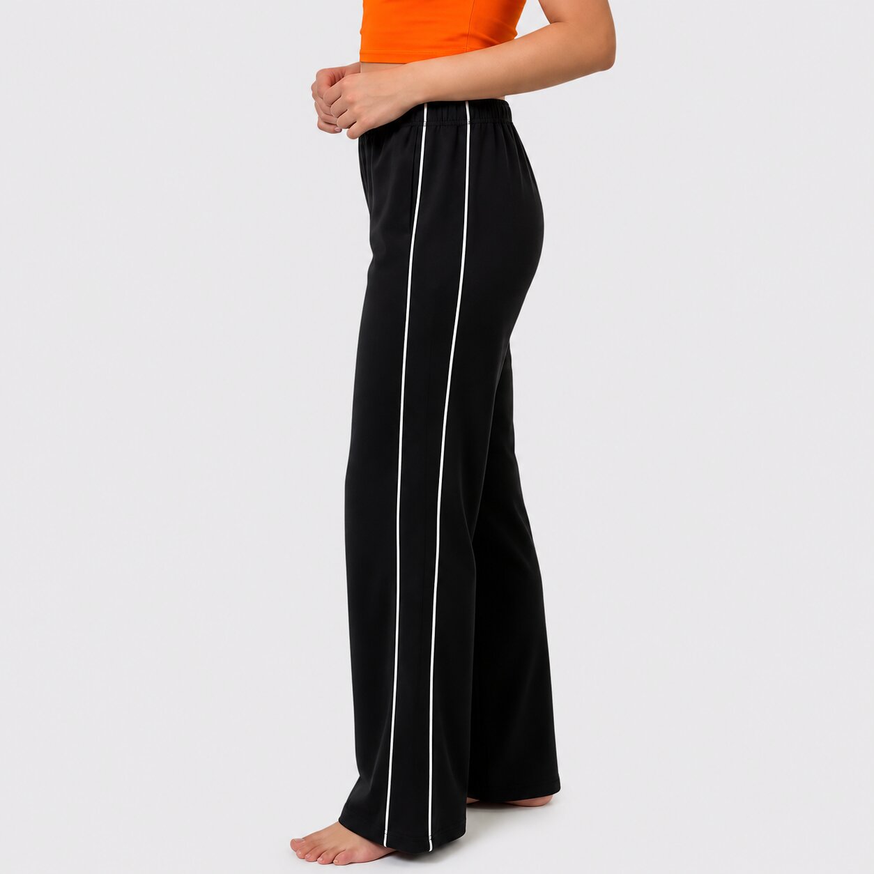 Double Stripe Wide-Leg Cotton Jersey Trouser