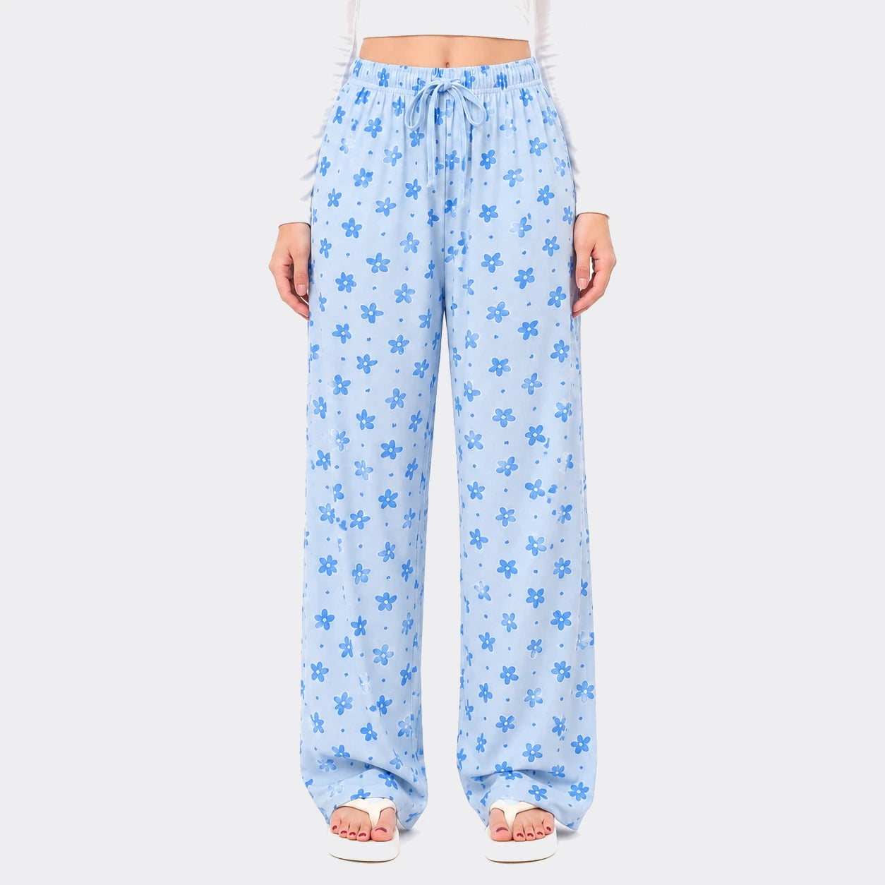 Flower Print Trouser – Sky Blue