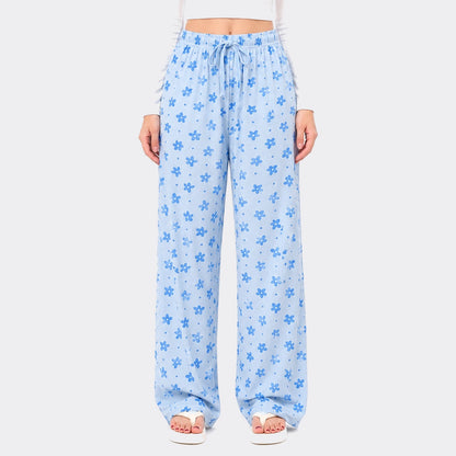 Flower Print Trouser – Sky Blue