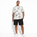 Sea Plant Printed Summer 2 Piece TrackSuite Casual Half Sleeves TShirt With Black Short For Men's