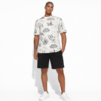 Sea Plant Printed Summer 2 Piece TrackSuite Casual Half Sleeves TShirt With Black Short For Men's