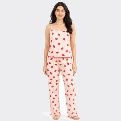 Strawberry Cotton Sleeveless Soft Nightwear for Women