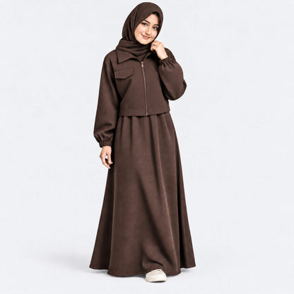 Urban Fleece Zip Jacket & Flared Maxi Dress Set  Women's 2-Piece