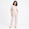 Summer Crinkled Heart Print Pajama Set