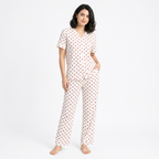 Summer Crinkled Heart Print Pajama Set
