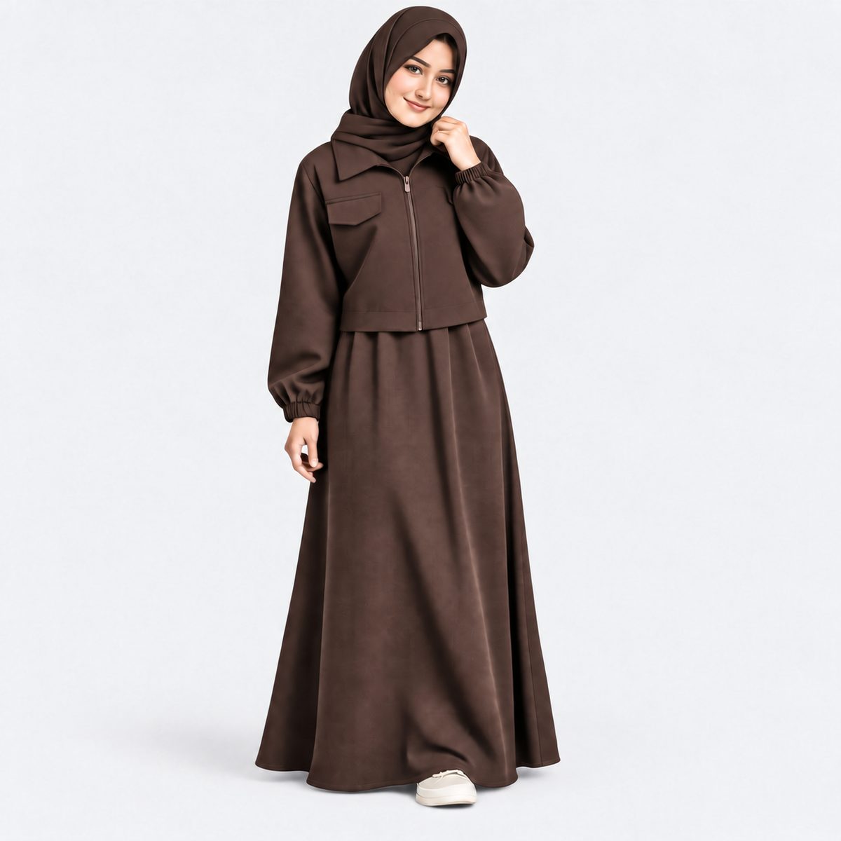 Urban Fleece Zip Jacket & Flared Maxi Dress Set  Women's 2-Piece