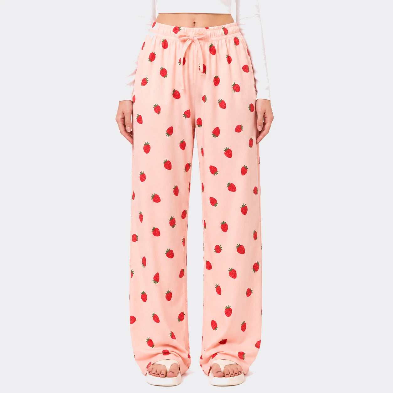 Strawberry Print Cotton Trouser – Pink