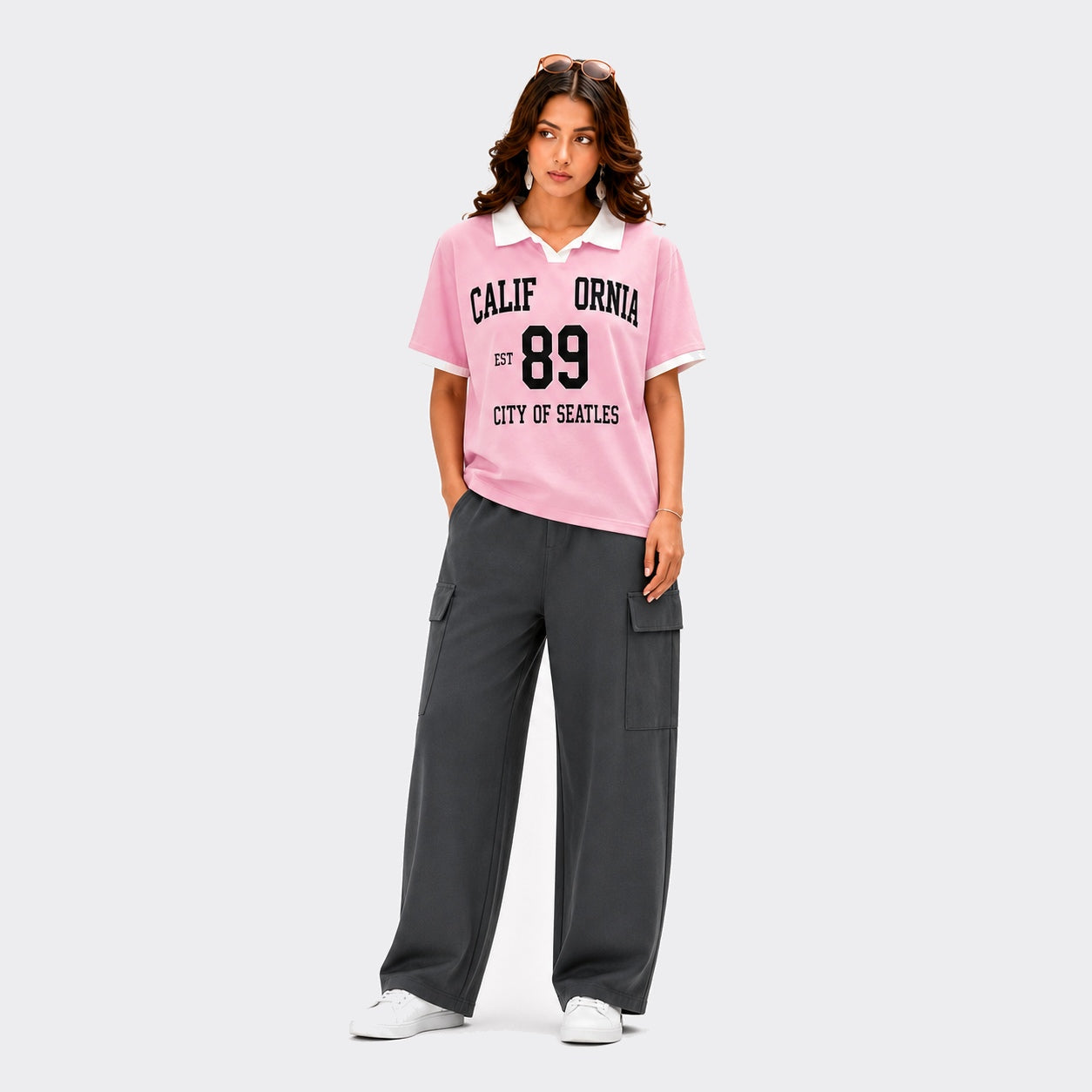 Buy California 2 Piece T-Shirt Wide Leg Trouser Set Women Online Pakistan COD - MK Garments