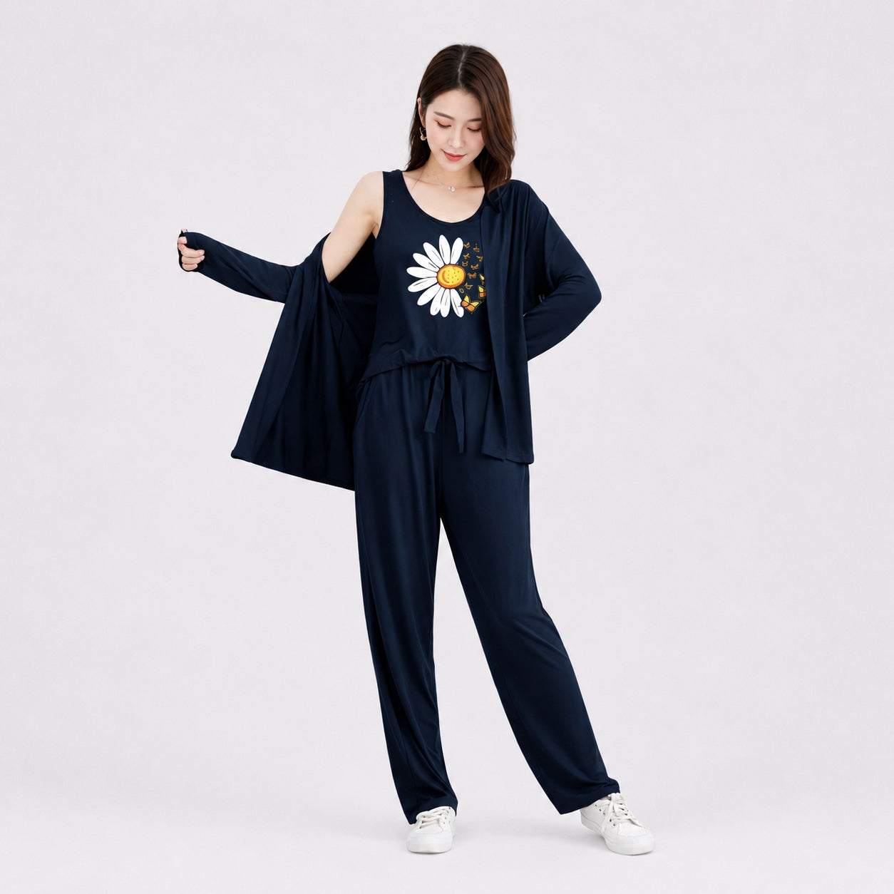 Buy Women Sunflower Printed 3 Piece Cotton Pajama Night Suit Online Pakistan COD - MK Garments