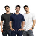 Pack Of 3 Plain Colors Half Sleeves T Shirts For Mens
