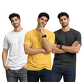 Pack Of 3 Plain Colors Half Sleeves T Shirts For Mens