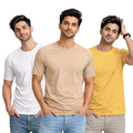 Pack Of 3 Plain Colors Half Sleeves T Shirts For Mens