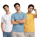 Pack Of 3 Plain Colors Half Sleeves T Shirts For Mens