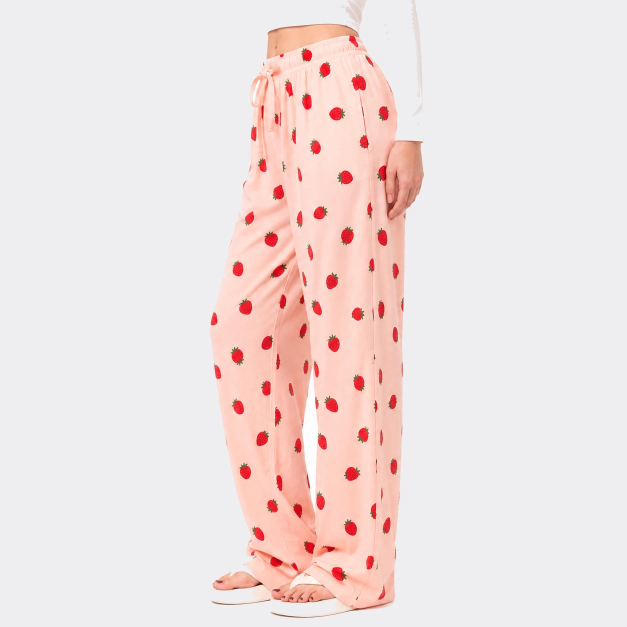 Strawberry Print Cotton Trouser – Pink