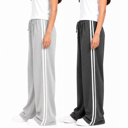Pack Of 2 Double Side 2 White Stripes Elastic Waist Trouser Soft Jersey Fabric