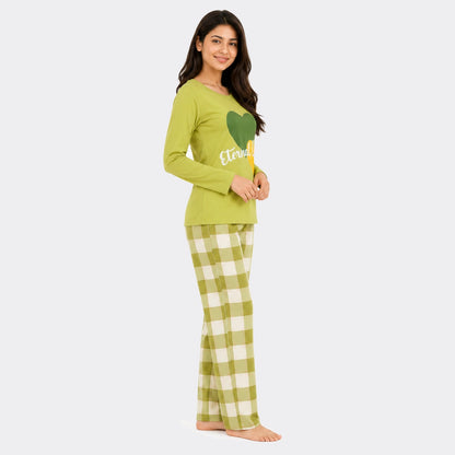 Eternal Love Graphic Nightwear Set – Olive Green