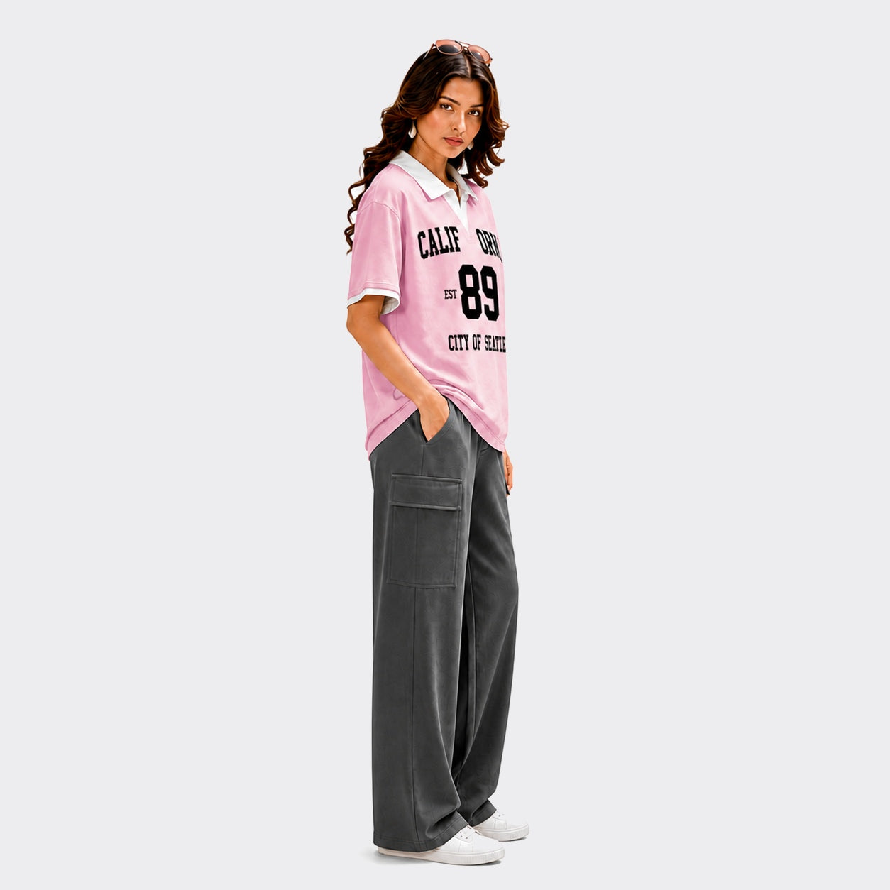Buy California 2 Piece T-Shirt Wide Leg Trouser Set Women Online Pakistan COD - MK Garments