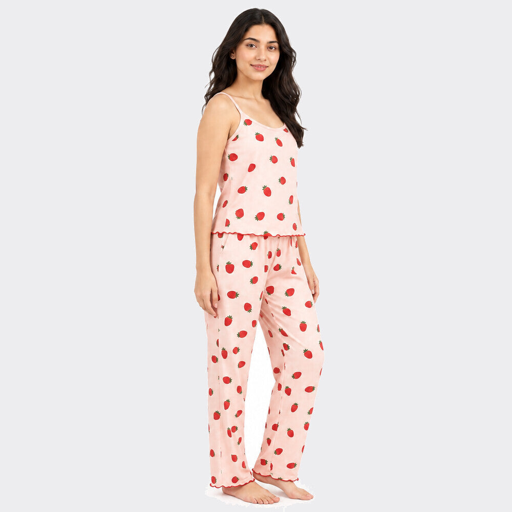 Strawberry Cotton Sleeveless Soft Nightwear for Women