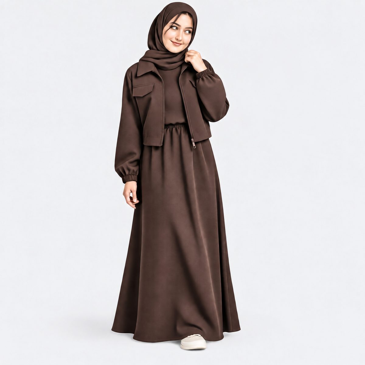 Urban Fleece Zip Jacket & Flared Maxi Dress Set  Women's 2-Piece