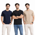Pack Of 3 Plain Colors Half Sleeves T Shirts For Mens