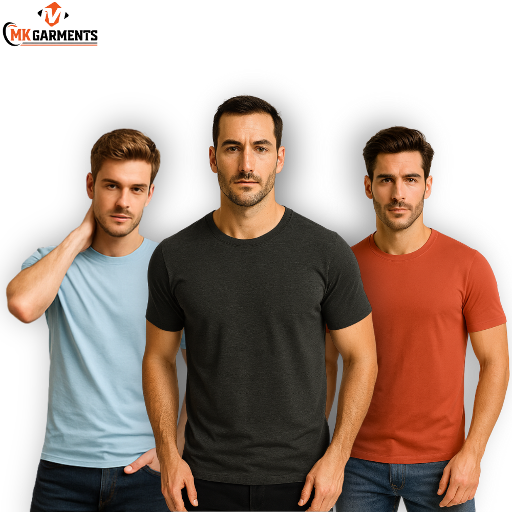 Pack Of 3 Plain Colors Half Sleeves T Shirts For Mens
