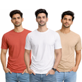 Pack Of 3 Plain Colors Half Sleeves T Shirts For Mens