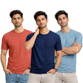 Pack Of 3 Plain Colors Half Sleeves T Shirts For Mens
