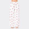 Bow Print Relaxed Soft Cotton Trouser – White