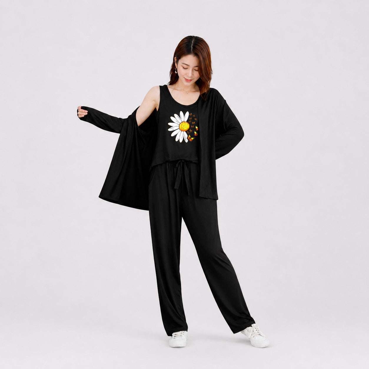 Buy Women Sunflower Printed 3 Piece Cotton Pajama Night Suit Online Pakistan COD - MK Garments