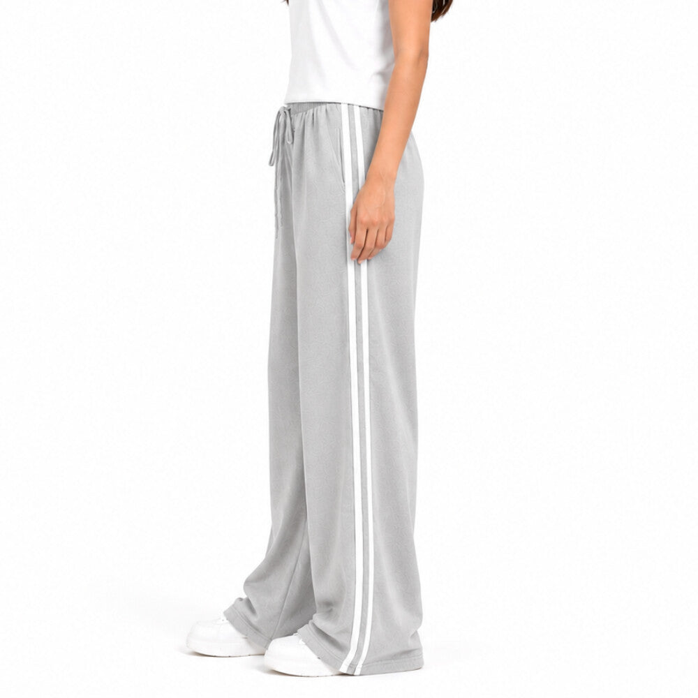 Double Side 2 White Stripes Trouser Soft Jersey - Grey