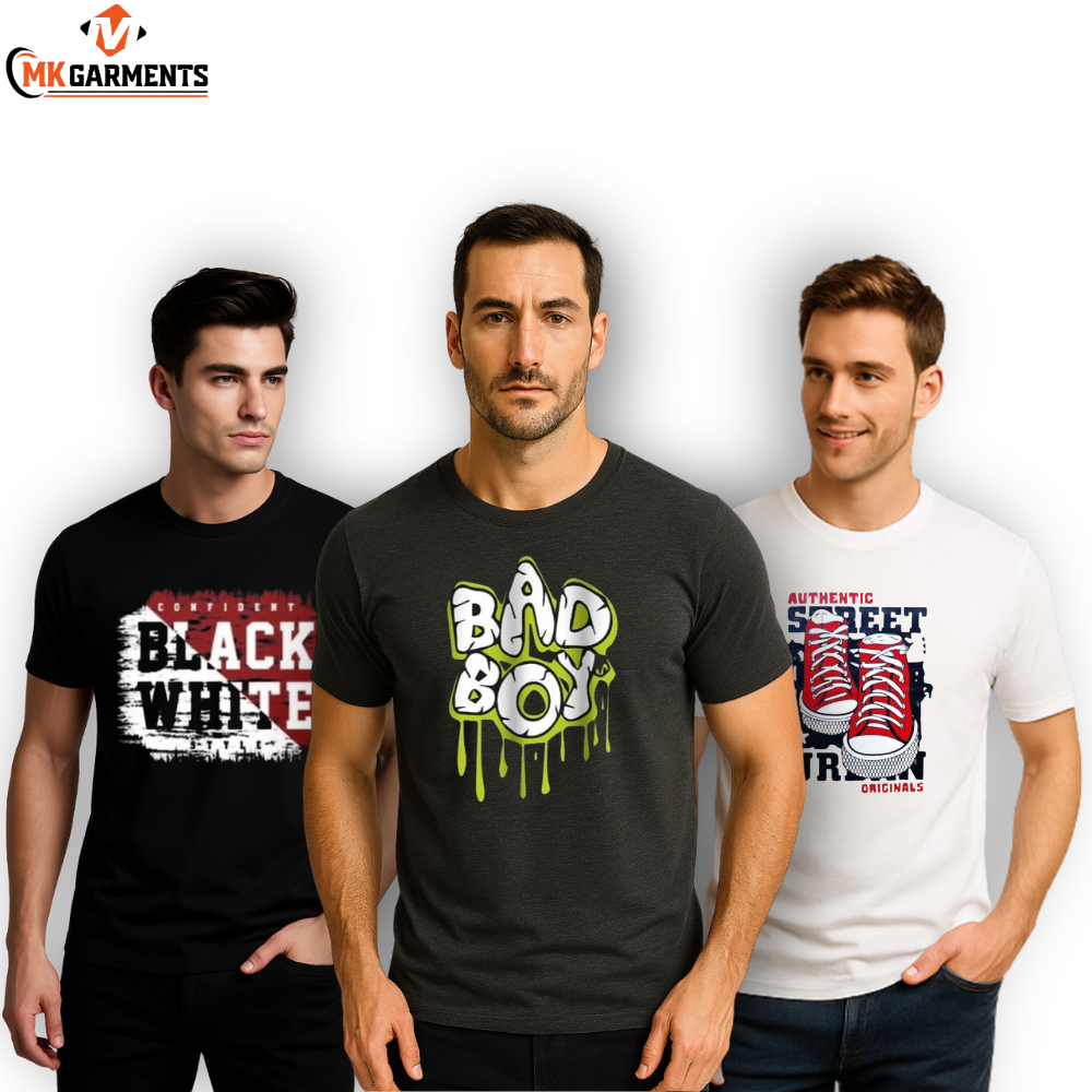 Pack Of 3 Printed  Half Sleeves T Shirts For Men's