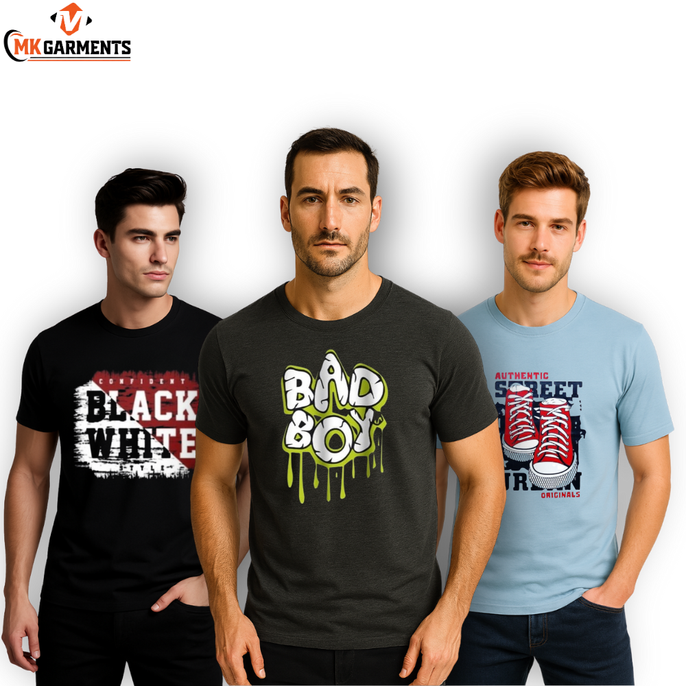 Pack Of 3 Printed  Half Sleeves T Shirts For Men's